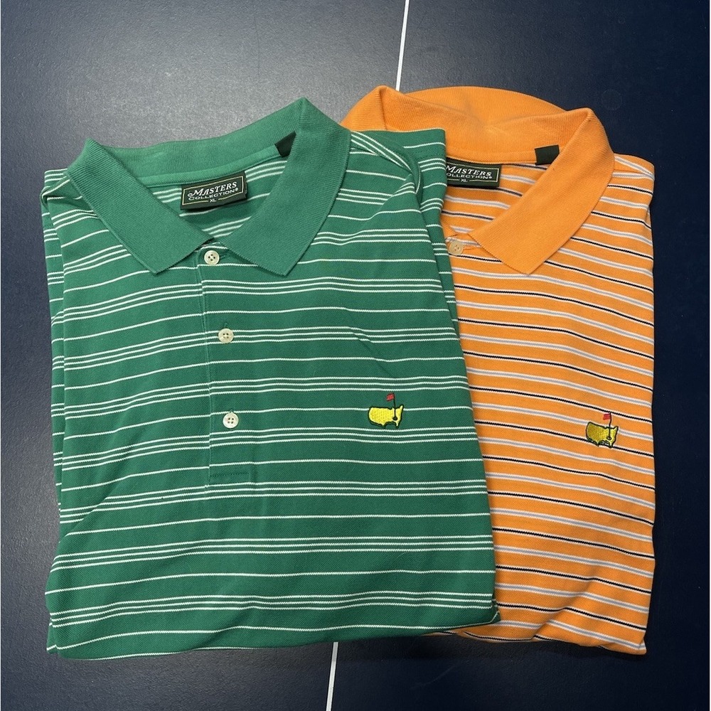 Lot Of 2 Masters Collection Cotton Golf Polos Masters Green And Orange XL